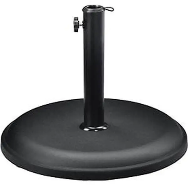 Global Industrial 695474 Black Round Concrete Umbrella Base - 33 lbs Capacity, 11"h Stem, 13.5" Height, 18" Diameter, Durable Finish, Rust Resistant, Small ft to Keep Off Ground, Heavy-Duty Outdoor Parasol Stands & Bases, with Base, 13-1/2" Height, Set Sc