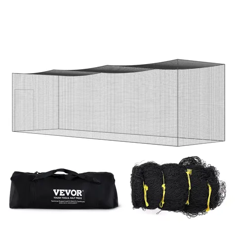 VEVOR 35ft Fully Enclosed Batting Net - Durable PE Training Equipment for Baseball/Softball Practice, Carry-Bag Portable Pitching Cage with Hook-and-Loop Door, Easy to Install, All Ages (NET ONLY)