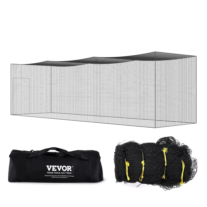 VEVOR 35ft Fully Enclosed Batting Net - Durable PE Training Equipment for Baseball/Softball Practice, Carry-Bag Portable Pitching Cage with Hook-and-Loop Door, Easy to Install, All Ages (NET ONLY)