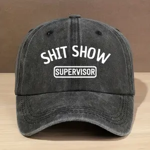 Vintage-style baseball cap, 100% polyester breathable fabric, adjustable fashion hat with "SHIT SHOW SUPERVISOR" print, suitable for daily wear and outdoor activities, outdoor hat. |   Fashion accessories |   Adjustable fitted cap, baseball cap