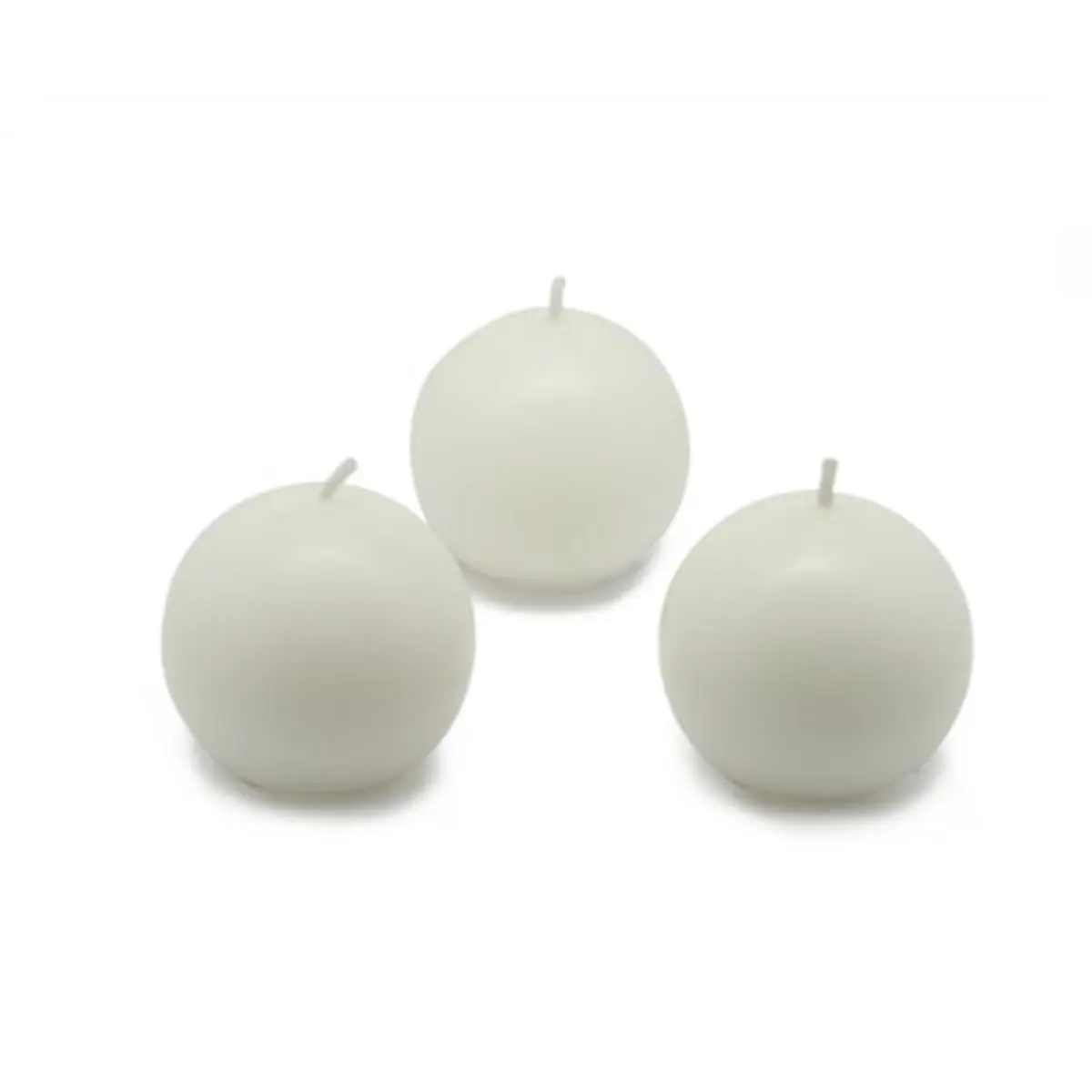 212 MAIN Traditional Ball Candles, 12 x Candle Set of 2 in. White Wax Spheres, Unscented for Room Decorations, 7 Hours Burn Time, Solid Color