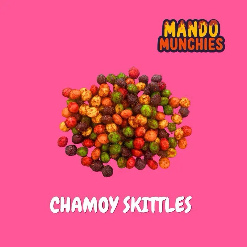 Chamoy Skittles - Mando Munchies, Sweet + Sour + Tangy with a little kick, Chewy candy