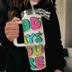 God Says You Are - 40oz large capacity car water bottles with lid and handle, 304 stainless steel insulated tumbler, suitable for car, office, travel, new year gifts, Christian Gift