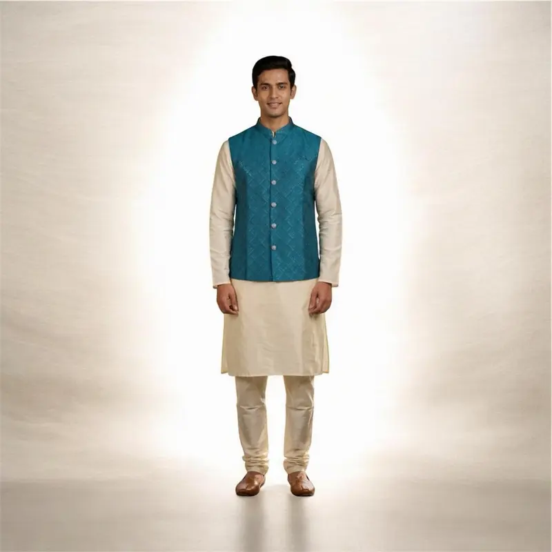 Men's Premium 3-Piece Kurta Set - Kurta, Pant, and Half Jacket for Versatile Occasions