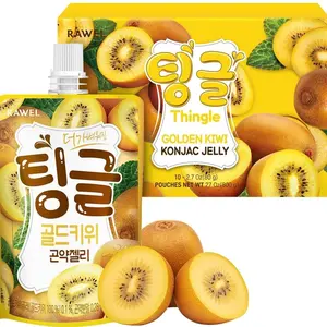 Rawel Thingle Delicious Konjac Jelly 1box (80g x 10packs) / 6 Calories per pouch/Sugar Free/Low Calories/Fruit Flavor Jelly with low carb/Drinkable Zero Sugar Jelly Dessert (Golden Kiwi)