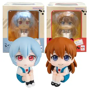 10CM Anime Evangelion Ayanami Rei Figure Souryuu Asuka Langley Look Up EVA Sitting Model Toy Doll Aciton Figure PVC Ornament