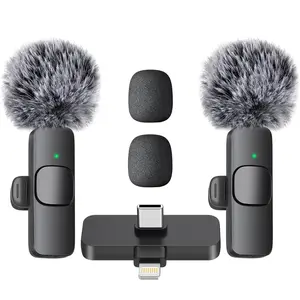 Mini Mic Pro Wireless Microphone for iPhone, iPad, Android, Lavalier Microphone for Video Recording - 2-Pack iPhone Microphones, Clear Recording, USB-C, Lightning 2-in-1 Interface for Podcast, Tik Tok, YouTube. mini microphone  streaming equipment