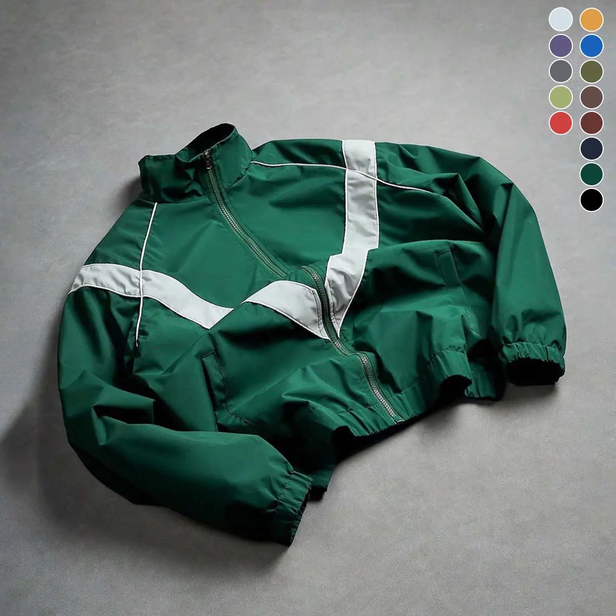Men's Casual Stand Collar Jacket Features contrasting color trim detailing Windproof and abrasion-resistant surface Ideal for cycling, streetwear, and everyday casual wear Perfect layering piece for outerwear Streetwear apparel Coats Long Sleeve Menswear