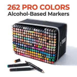 KIDGENIUS 262/168/120 Dual Tip Alcohol Markers Set Multi-Surface Quick Dry Blendable for Kids Teens Adults Artists Art Creation Crafts sumvibes