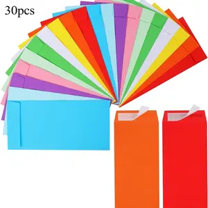 30pcs Self Sealing Colored Money Envelopes Suitable For Cash, Salary, Savings, Coins, Currency, Letters