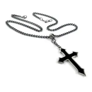 Ozzy Cross Necklace Black Heavy Metal Cross Pewter Artisan-Crafted Rock Metal Wear Jewelry