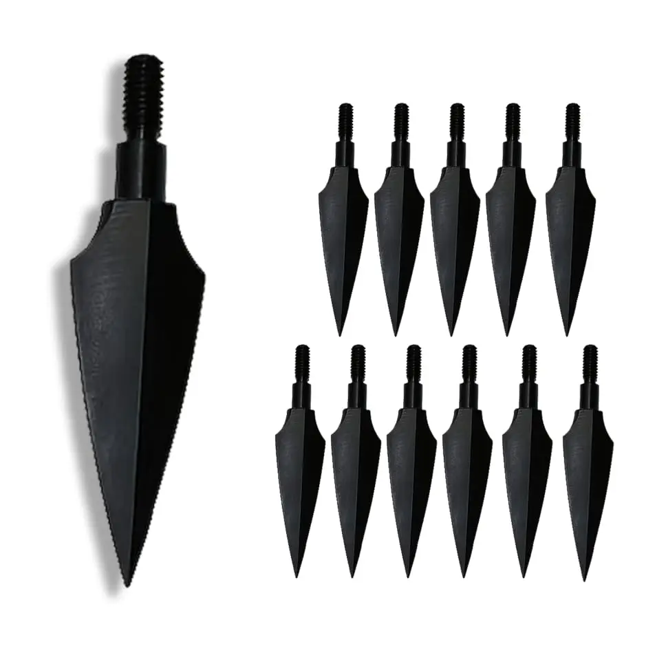 JianZD Titanium 3-Blade Willow Leaf Fixed-Point Broadheads (150gr) - Compatible with Compound, Crossbow, Recurve, Traditional Bows for Hunting, Target Archery