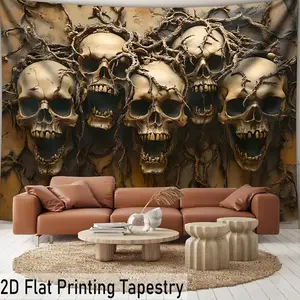 [Skull Tapestry] Ultra large size Skull HD Digital Printing Huge Tapestry - Polyester - Home Decoration - 1pc - 2D Flat Printing - with Free Hanging Clips