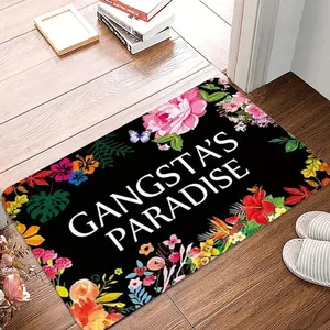 1 Piece of Decorative Pad with Floral and Fun Black Letter Print Fashionable Pattern Home Door Decoration Front Door Welcome Pad Home Decor Mat Living Room Bedroom Carpet Washable Runner Rugs