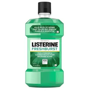 Listerine Freshburst Antiseptic Mouthwash for Bad Breath, Kills 99% of Germs That Cause Bad Breath & Fight Plaque & Gingivitis, ADA Accepted Mouthwash, Spearmint, 1 L Oral Antibacterial