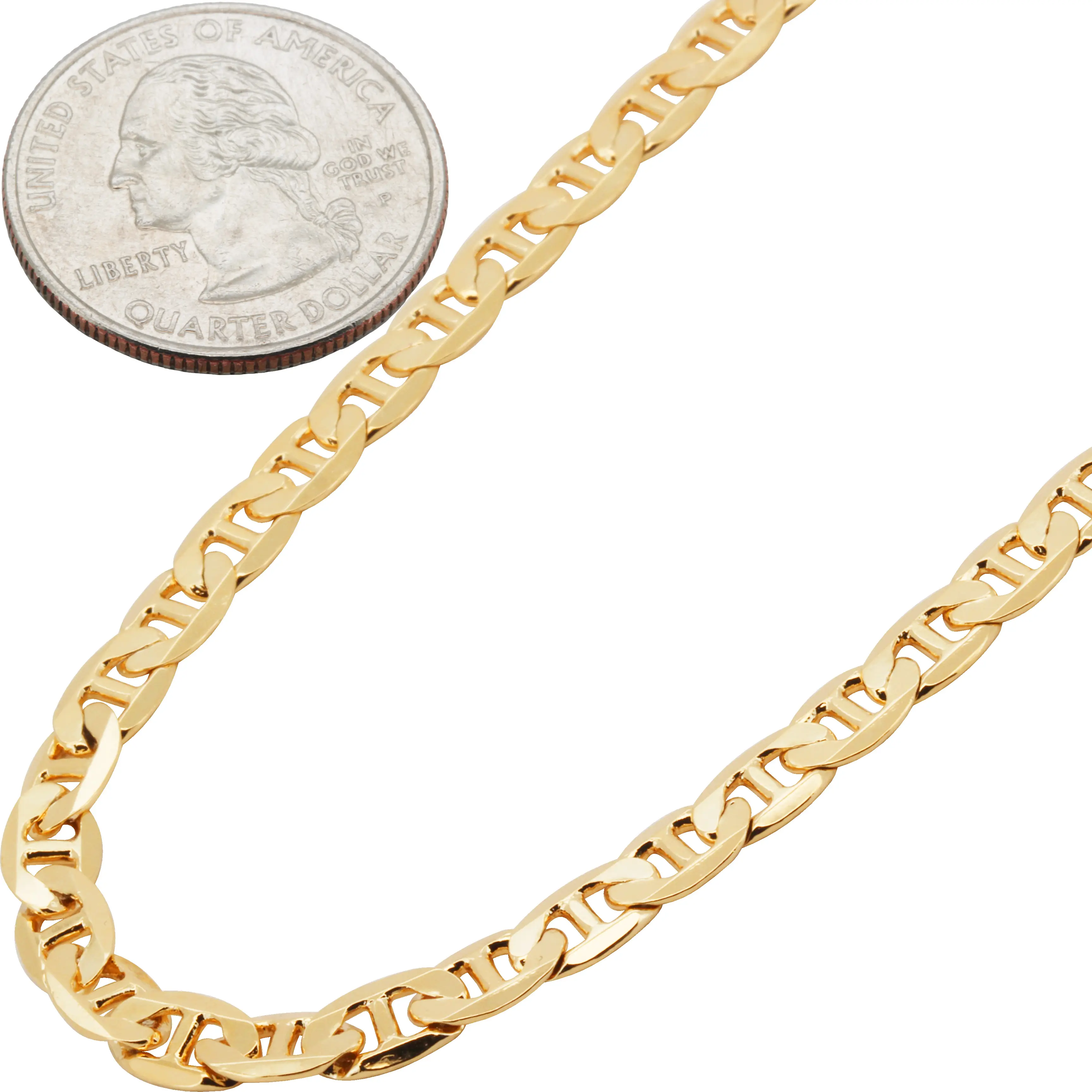 18k Yellow Gold Filled 5mm Mariner Link Chain Necklace 20”-24”