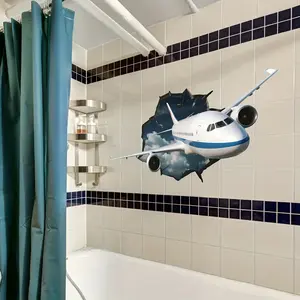 A new style of holey airplane wall sticker for bedroom, living room, and bathroom background walls - wall sticker for beautification and decoration, Wall Art Stickers, B20050