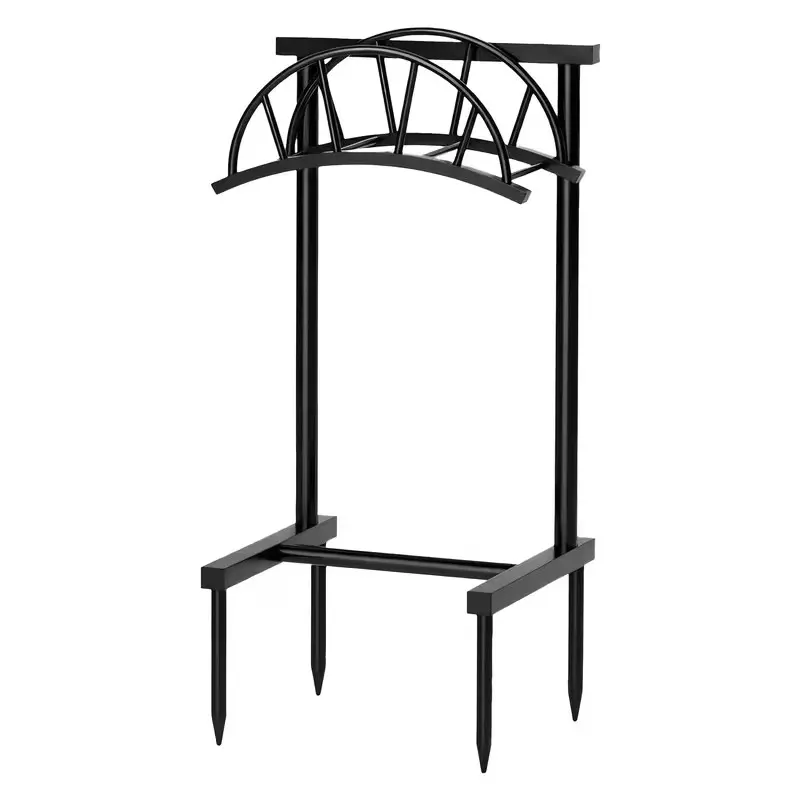 LIALEX Garden Hose Holder, Heavy-Duty Freestanding Rack with 4-Prong Base, Storage Shelf & Tool Hooks for Outdoor Home Improvement Watering & Irrigation