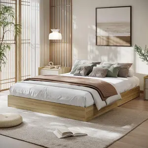 Modern Minimalist Sturdy Wood Twin Platform Bed Frame – Floor-Standing, Sturdy Wooden Slats, Noise-Free, Space-Saving, No Headboard, Easy Assembly, No Box Season Needed  All Size Easy Assembly