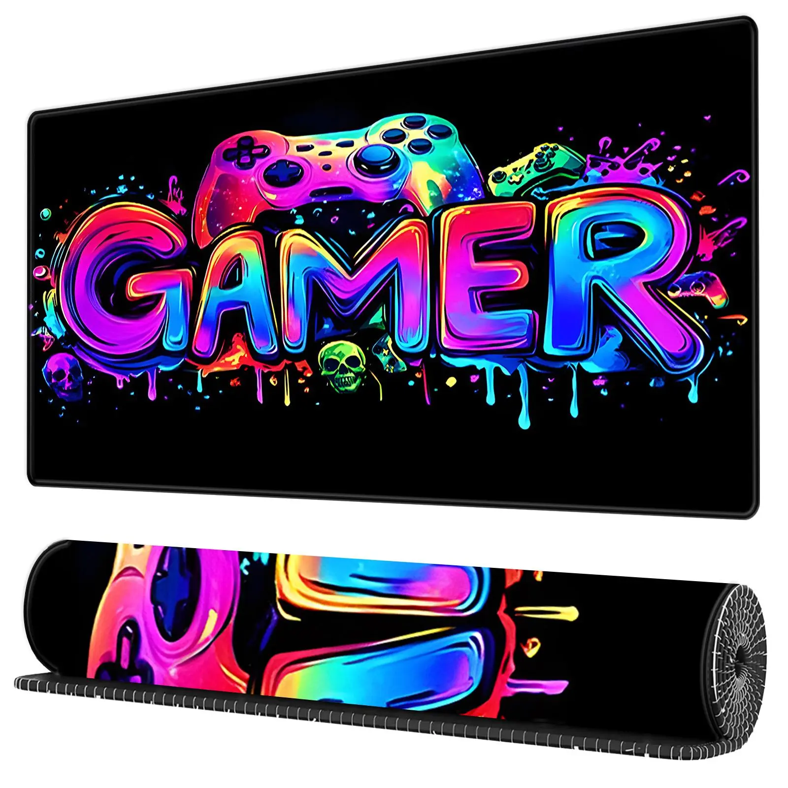 BHJLAXR Gamer Pattern Mouse Pad, Made for Gaming, 1 Count Rectangle Gaming Mouse Pad, Anti-slip Mousepad, Office Desk Keyboard Mouse Mat for Home Office Game Room Desk, Gaming Items, Gaming Accessories