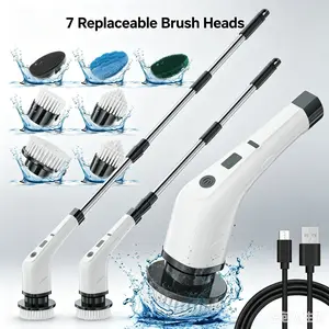【Super Electric】- Electric Spin Scrubber for Cleaning Bathroom, Shower Scrubber  Cleaning Brush with 2 Speed,with 8 Replaceable Brush Heads,Kitchen, Tub, Tile, Floor, Toilet, Household Cleaning Supplies Cordless Window and Surface Cleaner clesning kit day