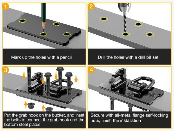 Nilight 2PCS Tractor Bucket Hooks with Tie Down Ring, Grade 70 Grade Forged Steel Bolt-On Grab Hook with Back Plates for Tractor Bucket RV UTV Truck MBS 15000 lbs, Black