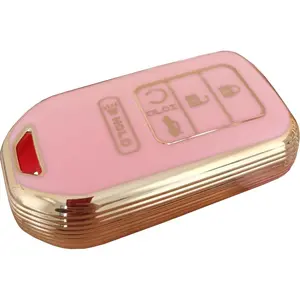 New Upgrade for Honda Key Fob Cover Case TPU Keyless Remote Control Smart Key Fob Shell Fit for 2016 2017 2018 Honda Pilot CR-V Civic (Pink)