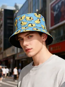 Cute Duck Full Print Fisherman's Hat, Fisherman Cap, Breathable and Non Sweating Fashion Accessory for Travel and Commuting, Eye-Catching and Stylish Headwear