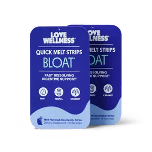 Love Wellness Bloat* Quick Melt Strips 2 Pack | Fast-Dissolving Digestive Support | Mint, Fennel & Caraway | Vegan & Sugar-Free | 15 Strips Therapy Therapeutic Relief Love Wellness Bloat* Quick Melt Strips 2 Pack | Fast-Dissolving Digestive Support | Mint, Fennel & Caraway | Vegan & Sugar-Free | 15 Strips Therapy Therapeutic Relief