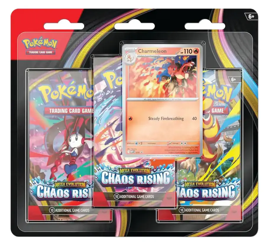 Mega Evolution Chaos Rising 3 Blister Pack(Charmeleon Promo Card)