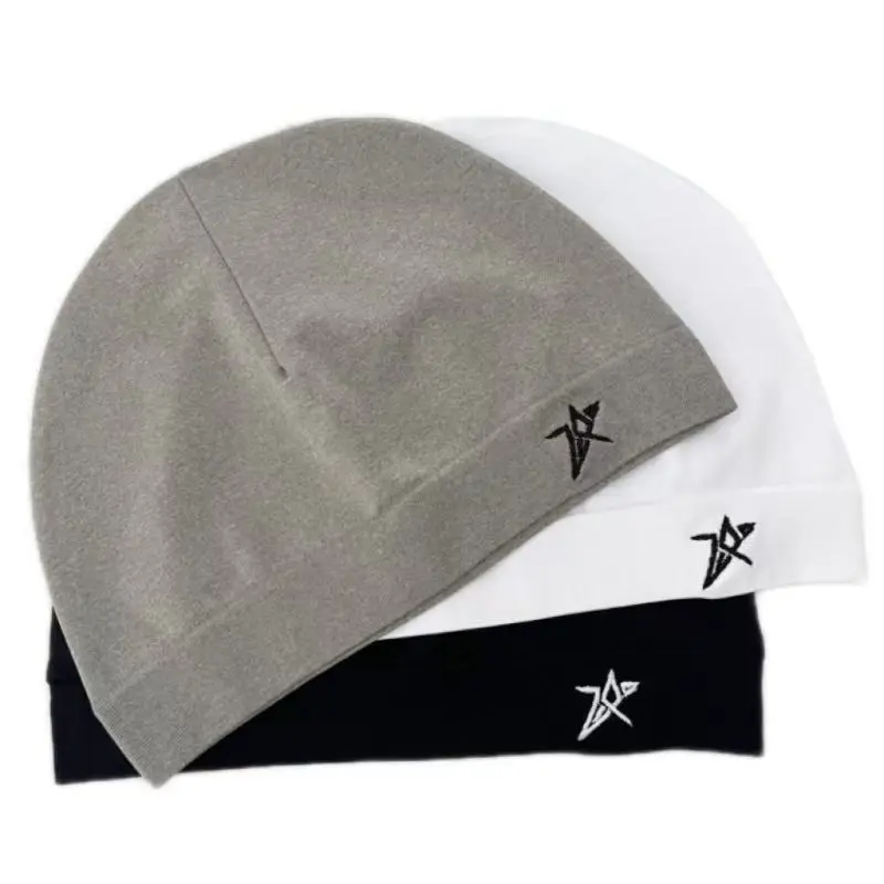 Unisex Y2K Star Embroidered Beanie Hat, Soft Stretch Knit Fitted Skull Cap, Lightweight Streetwear Hat