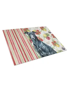 Carolines Treasures WDK8261LCB 11.25 x 15.25 in. Black Greyhound Vegetables Glass Cutting Board