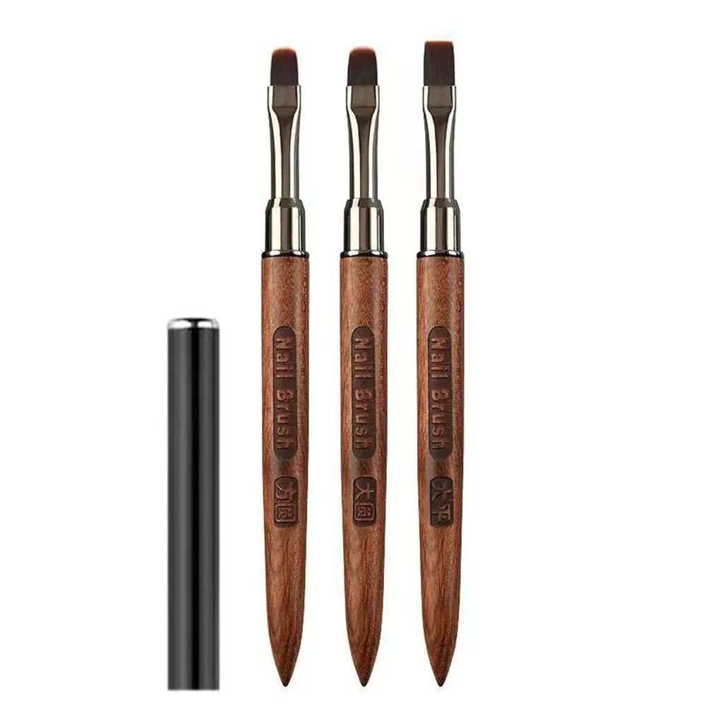 3PCS Wood Gel Painting Brush Set - Nail Tech Supplies, DIY Kits Liner Brush Pen, Professional Acrylic Builder Tool for Manicure False Tip Application, Nail Care Accessory