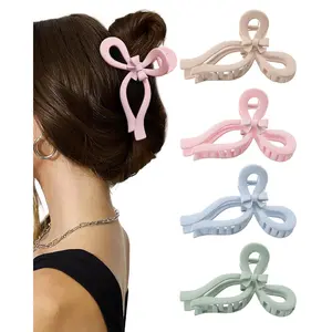 4 PCS Bow Hair Clips for Women Bow Claw Clip 5" Large Hair Claw Clips for Thick and Thin Hair Cute Bows Jaw Clips