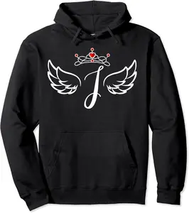 J Letter Queen J Letter J Crown Capital Alphabet J Monogram Pullover Hoodie - Diegobal Shop 55B0CLBF4VVJ