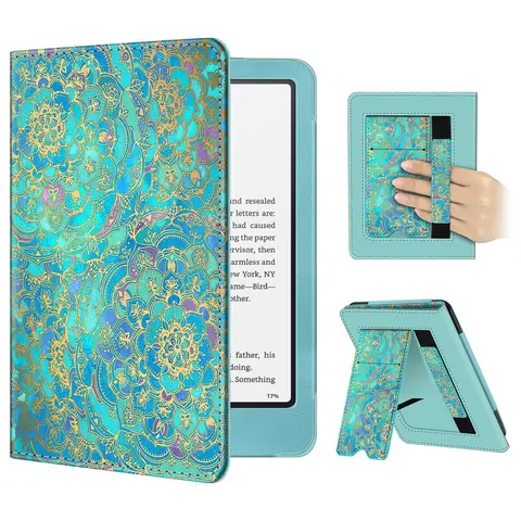 Fintie PU Leather Case for Kindle Paperwhite 6.8-in/7-inch & Kindle Colorsoft Ebook Device, Kindle Cover with Foldable Stand and Hand Strap, Magnetic Closure, Girly Kindle Case
