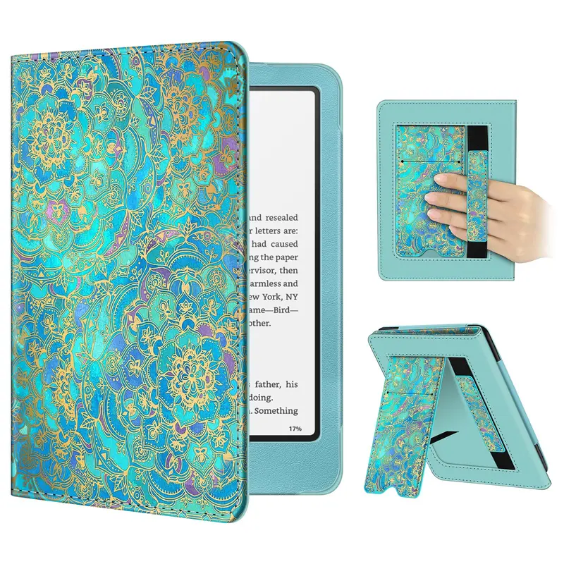 Fintie PU Leather Case for Kindle Paperwhite 6.8-in/7-inch & Kindle Colorsoft Ebook Device, Kindle Cover with Foldable Stand and Hand Strap, Magnetic Closure, Girly Kindle Case