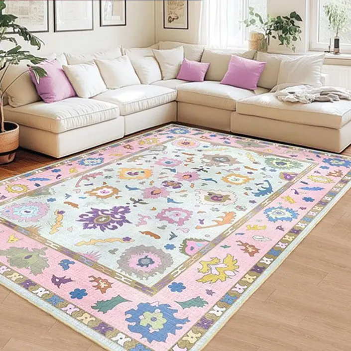 【Summer Sale Deals】MUGORN Large Modern Oushak Cool Throw Rug - Non-Slip Rubber Backing, Machine Washable Low Pile, Unique High Traffic Living Room Decor, Outdoor-Use Household Item, Cool Rugs,summerwins summerwins