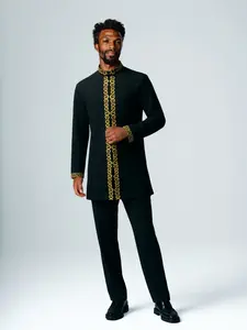 Traditional Muslim African Style Men's Wedding Ready 2-Piece Set, Embroidered Shirt and Pants, Elegant Traditional Clothing for Festivals and Parties