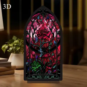 3D Glowing Book Nook Figurine 1pc, 3D - Cozy Glowing Library Sign with Roses, Fantasy Bookend Decor for Bedside/, Valentine's/Christmas/Housewarming Gift for Book Lovers (Candle Not Included)