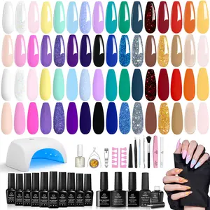 Beetles 32 Colors All-In-One Gel Nail Polish Kit, Complete Gel Nail Kit with UV Light, Base & Top Coats, Cuticle Oil, Nail Accessories, Ultimate DIY Manicure Kit for Women