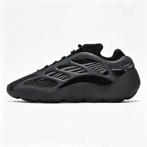 Men's adidas Originals Yeezy Boost 700 V3 "Dark Glow" – Comfortable Low-Top "Dad Shoe" (Black). Features glow-in-the-dark elements, cushioning, slip resistance, durability, supportive fit, and lightweight design.