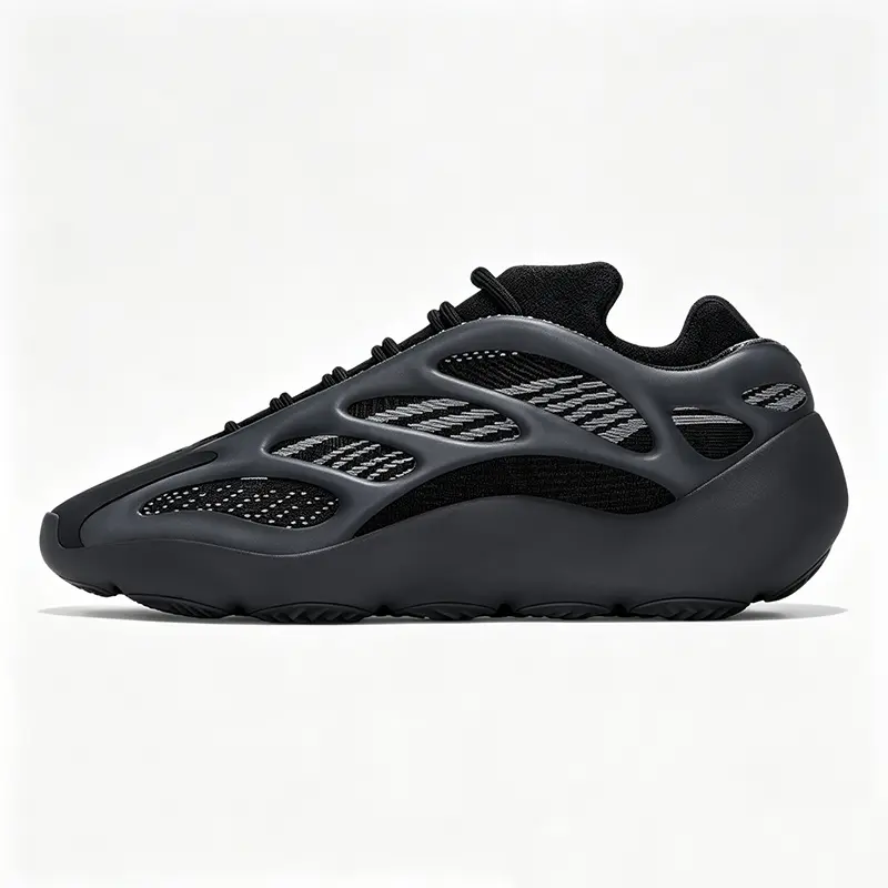 Men's adidas Originals Yeezy Boost 700 V3 "Dark Glow" – Comfortable Low-Top "Dad Shoe" (Black). Features glow-in-the-dark elements, cushioning, slip resistance, durability, supportive fit, and lightweight design.