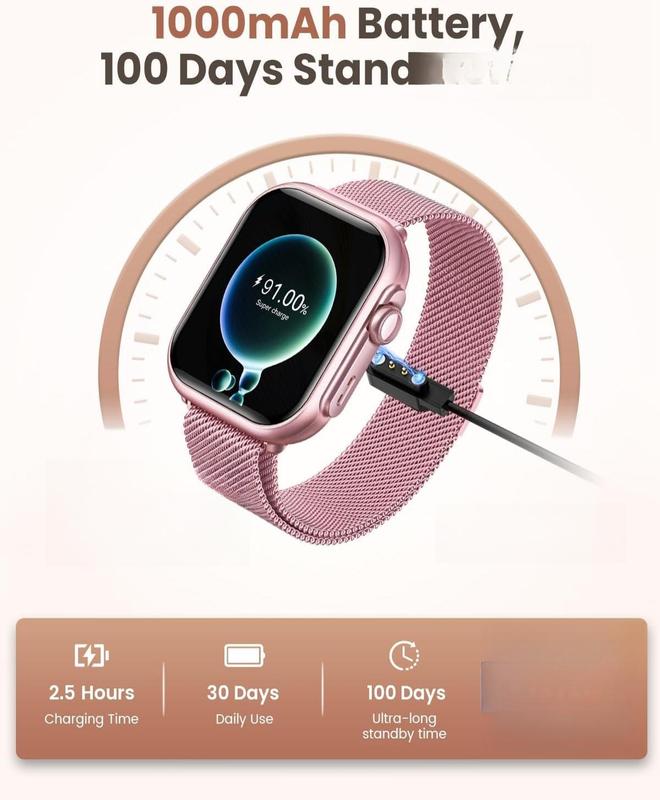 G62 Smart Watch for Women 1.83" HD Screen Bluetooth Calls Messages Notifications Sleep Heart Rate SpO2 BP Monitor 110 Sports Modes Fitness Tracker 1000mAh Battery Android iPhone Compatible nothing  watch  pro Wristwatch Automatic，Fashion Smartwatch