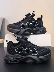 Summer Kids Rotation Buckle Dad Shoes, Unisex Breathable Mesh Sports Shoes, No Laces Sneakers, Soft Sole Anti-Slip School Running Shoes