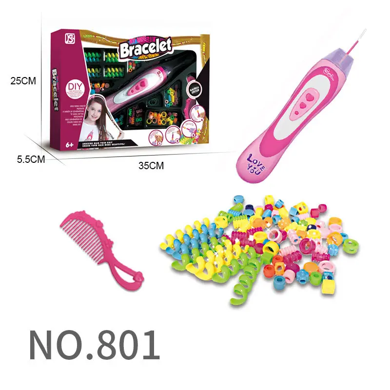 Children's Heatless Hair Braiding Tool Machine, Pretend Play Hairdressing Toy with Beads & Braiding Accessories, Ideal Gift for Kids