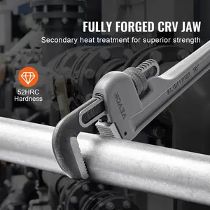 VEVOR 3-Piece Pipe Wrench Set, 10" 14" 18" Aluminum Straight Pipe Wrench, Adjustable Plumbing Wrench, with High Strength Jaw and Ergonomic Handle, Hangable Design, for Water Pipes, Automotive Repairs