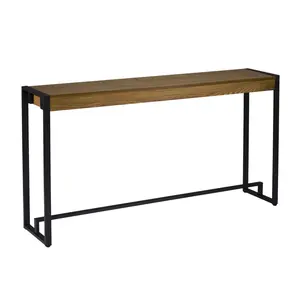 360 Stand 54 in. Rectangular Sled Entryway Console Table - 360-Degree Stand, Distressed Look, Gray/Brown/Black Finish, Wooden Tabletop, Metal Base, Indoor Furniture, Rectangular Tabletop