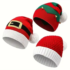 Winter Knitted Cap for Men and Women, Warm Santa Hat, Thick Christmas Hat, Comfortable Style, Unisex Holiday Fashion Headwear