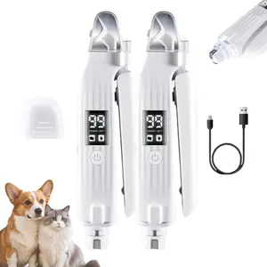 2 in 1 Pet Nail Trimmer, Nail Trimmer & Grinder Built-in 2 LED Safety Light, Splash Guard, LED Power Display, Ultra Quiet, USB Rechargeable Portable Nail Clipper File for Dogs & Cats (2 Pcs)